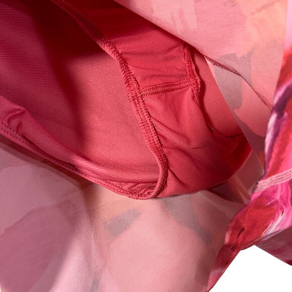 Athleta X-Large Printed Run With It Shorts Activewear UPF Lined Zip-Pocket Pink - Picture 2 of 11